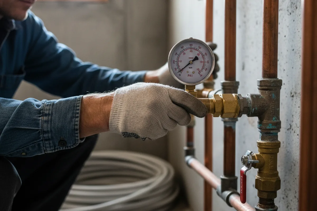 Pressure testing a repaired line during Water Line Repair in Mickleton